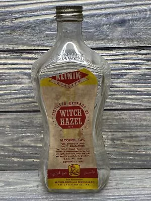 Vintage Klinik Quality Witch Hazel Glass Bottle 8.5  EMPTY • $24.99