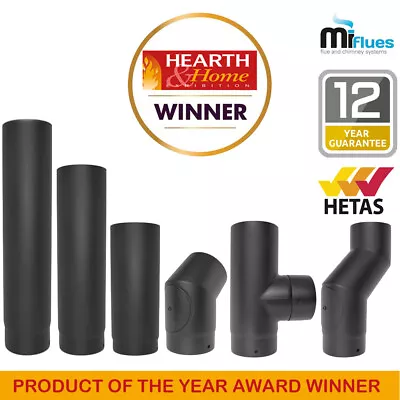 £13.99 • Buy 6 Inch Matt Black Stove Pipe & Bends Vitreous Enamel Flue 150MM 12 Year Warranty