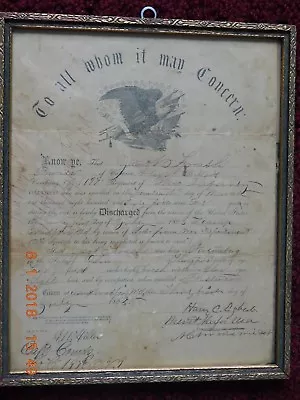 $205.95 • Buy 1865 CIVIL WAR DISCHARGE CERTIFICATE - 197th REGIMENT OHIO INFANTRY VOLUNTEERS