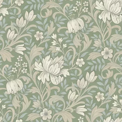 Grandeco Life Marian Sage Wallpaper A67102 -  Floral Modern Morris • £11.49