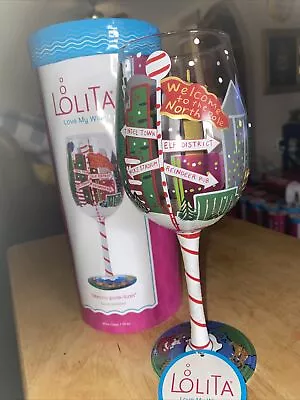 Lolita 2014 15oz Christmas Wine Glass Hand Painted Cityscape  Metro-Pole-Itan  • £38.60