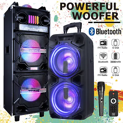 9000Watts Bluetooth Speaker Woofer Party FM Karaok DJ LED AUX Karaoke With Mic • $139.99