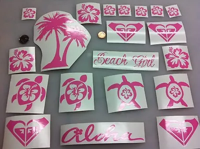 X20 SURF BEACH GIRLS VINYL DECAL STICKER HIBISCUS TURTLE PALM TREE Roxy • $22.34