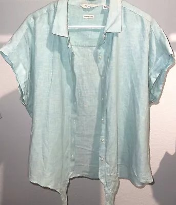 Weatherproof Vintage Mint Green Button Up Tie Shirt  • $20