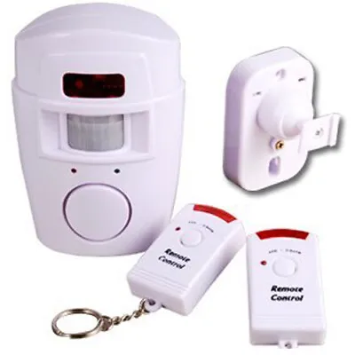 Wireless Pir Motion Sensor Alarm + 2 Remote Controls Shed Home Garage Caravan • £7.99