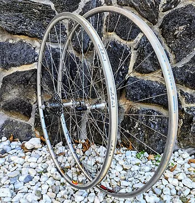 Shimano Hubs Mavic + Sun Rims 3x Stainless Spokes Vintage Bicycle Bike Wheels • $145