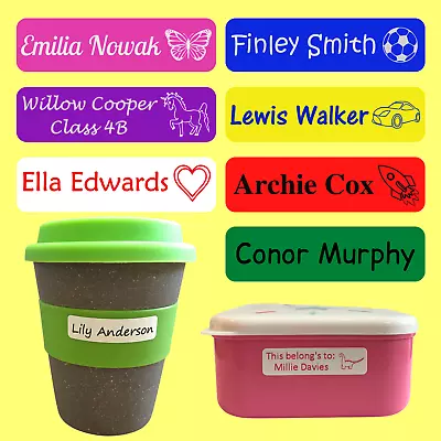 Waterproof Name Stickers Stick On Personalised Name Labels For School Lunchbox • £4.10