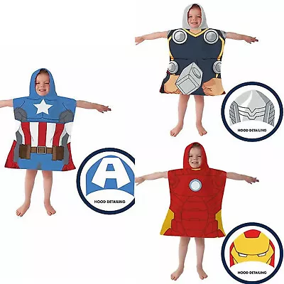 Marvel Hooded Towel Poncho Avengers Boys Kids Childrens Beach Bath Character  • £8.99