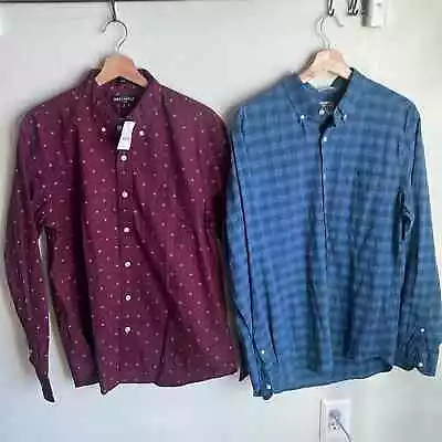 J. CREW Mens Bundle Lot Of 2 Slim Stretch Printed Shirts Size Large • $16