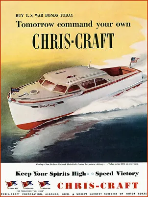 $19.99 • Buy Chris Craft Boats Ad Metal Sign FREE SHIPPING Vintage Boating Cabin Decor