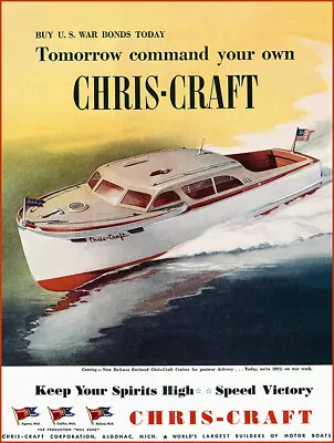 Chris Craft Boats Ad Metal Sign FREE SHIPPING Vintage Boating Cabin Decor • $19.99