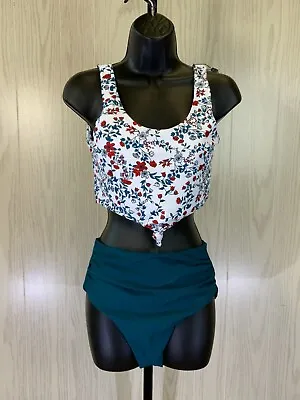 Zaful 2-Piece Floral High Rise Bikini Set Women's Size S Blue NEW MSRP $24.99 • $15.99