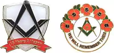 £7.99 • Buy 15 Years A Mason Masonic Badge And Masonic We Will Remember Enamel Badge