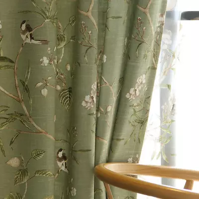 Vintage Birds Theme Curtains 84 Inch LongFarmhouse Decorative Patio Door Curtai • $62.99