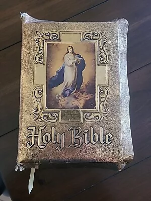 VINTAGE 1961 Gold Catholic Bible Publishers Family Bible Pope John XXIII • $42.50