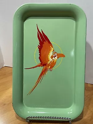 1950's Vintage Parrot Metal Serving Tray Green Mid Century Lap TV Tin Drink Tray • $16.50