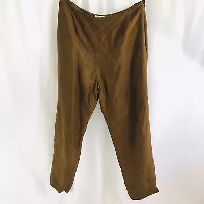 Amanda Smith 100% Silk Brown Career Pants Size 8 Side Zip Straight Leg Lined • $11.89