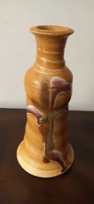 Mid Century Modern Drip Glaze Pottery Vase 11 X3.5 . Signed  • $12