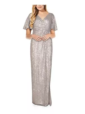 ADRIANNA PAPELL Womens Flutter Sleeve Maxi Prom Faux Wrap Dress • £27.95