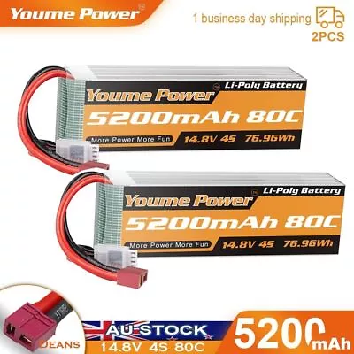 2x 14.8V 4S 5200mAh LiPo Battery 80C Deans For RC Car Truck Helicopter Airplane • $105.99