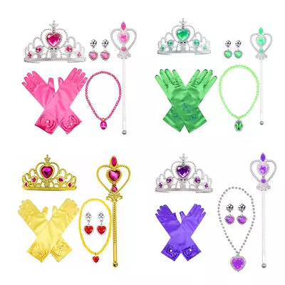 Princess Dress Up Accessories For Belle Glove Tiara Crown Wand Necklace Kid Gift • $9.99