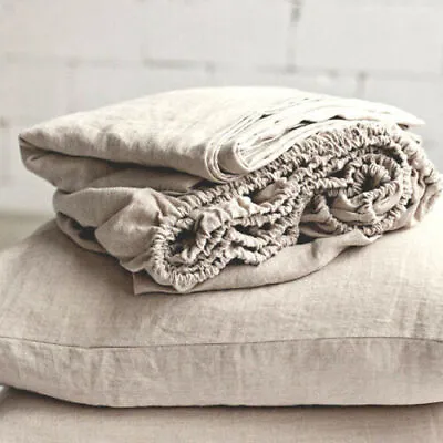 $29 • Buy Washed French Flax Linen Sheet,Fitted Sheet,Pillowcase,all Sizes,Assorted Colors