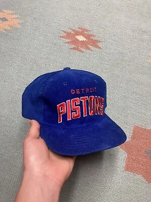 Vintage Starter Snapback Hat Corduroy Cap Detroit Pistons Arch 90s Bad Boys • $100