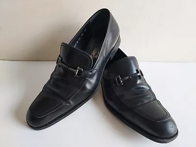 Salvatore Ferragamo Mens FENICE Black Loafers Silver Gancini Bit Shoes 11 EE • $180