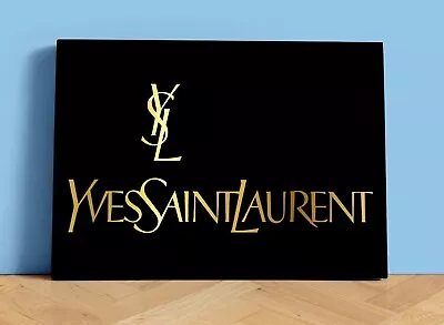 Ysl Yves Saint Laurent Shop Display Sign On*thick Gold Mirrored Metal*advert Art • £26