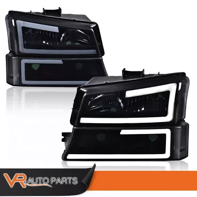 LED DRL Black/Smoked Headlights Bumper Lamps Fit For 03-06 Silverado Avalanche • $92.58