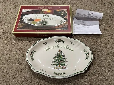 SPODE Christmas Tree Bless This Home Tray 11  X 7  W/ Original Box Holiday • $28.77