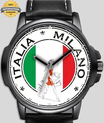 £28.75 • Buy Italy Italia Milano Art Flag High Quality Leather Strap Wrist Watch