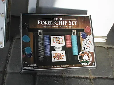 Deluxe Poker Chip Set Mahogany Wood Style Craftsman Collection 200 Chips NEW • $50