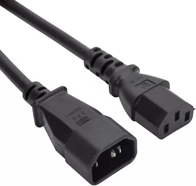 2m Power Extension Cable IEC Kettle Male To Female UPS Lead C13 - C14 PC Metre • £2.99