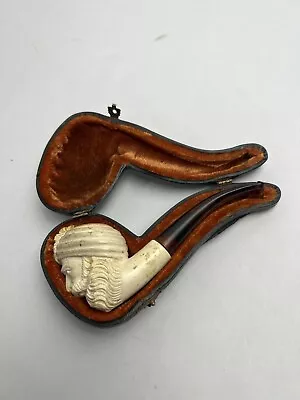 Vintage Carved Meerschaum Turban Bearded Man Sultan Turkish Smoking Pipe W/ Case • $34.99