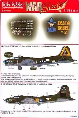 Kits World Decals 1/48 BOEING B-17 FLYING FORTRESS Swamp Fire & Delta Rebel II • $12.99