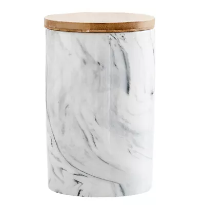 Marble Pattern Ceramic Tea Jar With Airtight Lid For Coffee Sugar Grey • £14.55