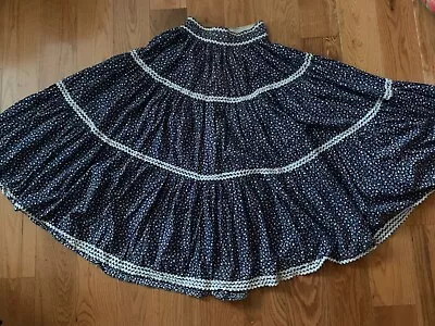 Vintage 1960's Blue Calico Prairie BOB MANDELLS S. F. Full Circle Maxi Skirt • $49.99