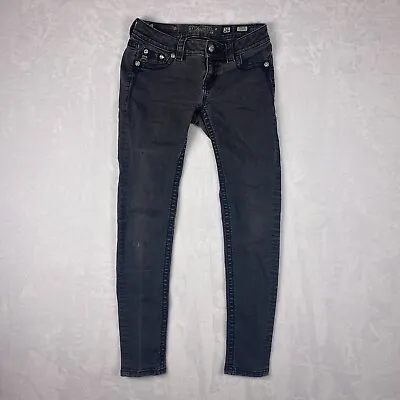 Miss Me Jeans Womens 26 Black Signature Skinny Stretch Low Rise Embellished • $21.50