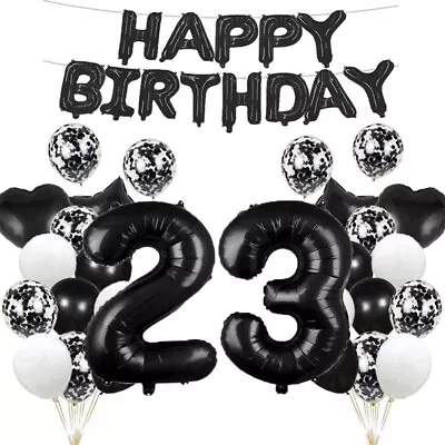 Happy Birthday Balloons 23th Black Theme Party Foil Balloons Banner Party Decor • $3.55