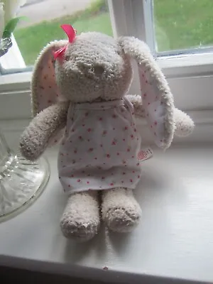 TESCO CREAM BUNNY RABBIT F & F  White  Pink Floral Dress  Ears SOFT TOY  9  • £4.21