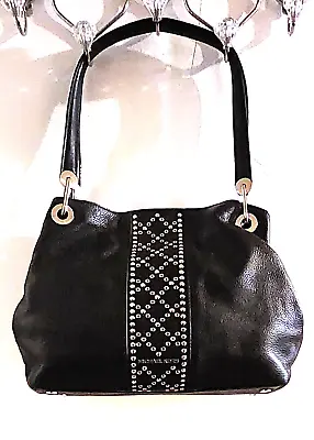Michael Kors Fulton Hobo Shoulder Leather Handbag Black Gently Used Purse Large • $95.99