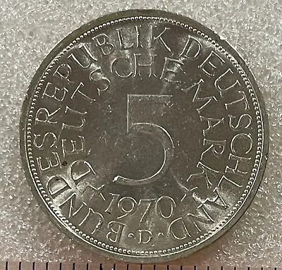 1970 D GERMANY 🇩🇪 (FEDERAL) Silver 5 DEUTSCHE MARK COIN (.625) 11.2g 29mm. • $29.99