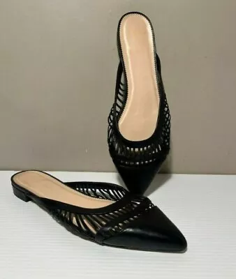 NWB J.Crew Black Leather Cage Gwen Mule Flat - US 6.5 • £28.50