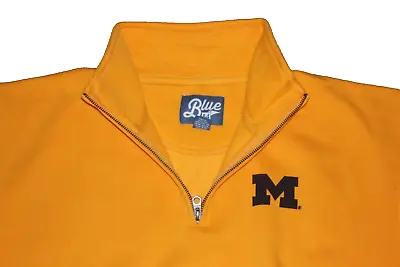 Michigan Pullover Sweatshirt  1/4 Quarter Zip M ICON MASCOT YELLOW BLUE MED NWT • $23.99