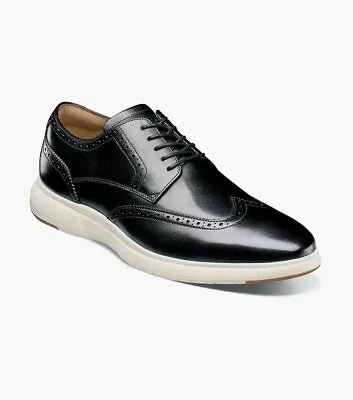 Florsheim DASH WINGTIP OX Mens Black/White 11768-111 Leather Comfort Dress Shoes • $89.99