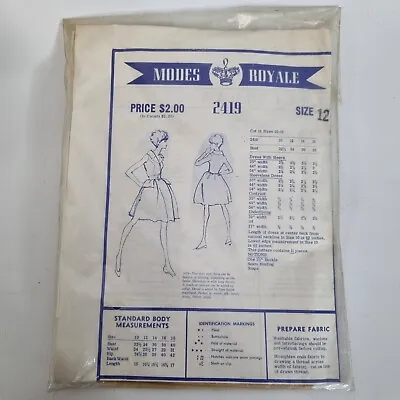 VTG Sewing Pattern 1950s Modes Royale 2419 Bust 34 Sz 12 DRESS Fitted Peplum  • $8.41