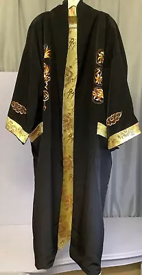 Chinese Embroidered Dressing Gown 100% Silk Reversible One Size Unisex T3516 • £22