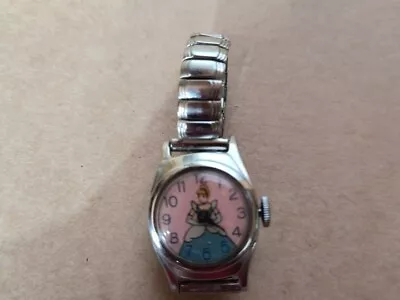 $18 • Buy 1950s Vintage Cinderella Disney Watch Womens Wind Up Working Condition READ DESC