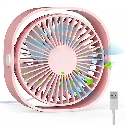 USB Table Fan - 12.5cm Mini Desk Fan - Portable & Quiet - Pink • £9.05